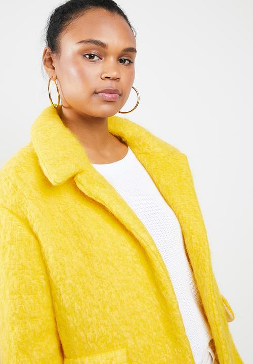MANGO - Unstructured wool blend coat - yellow