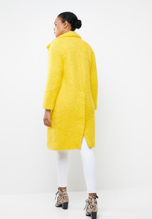 MANGO - Unstructured wool blend coat - yellow