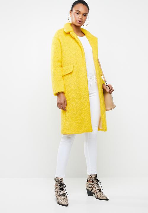 MANGO - Unstructured wool blend coat - yellow