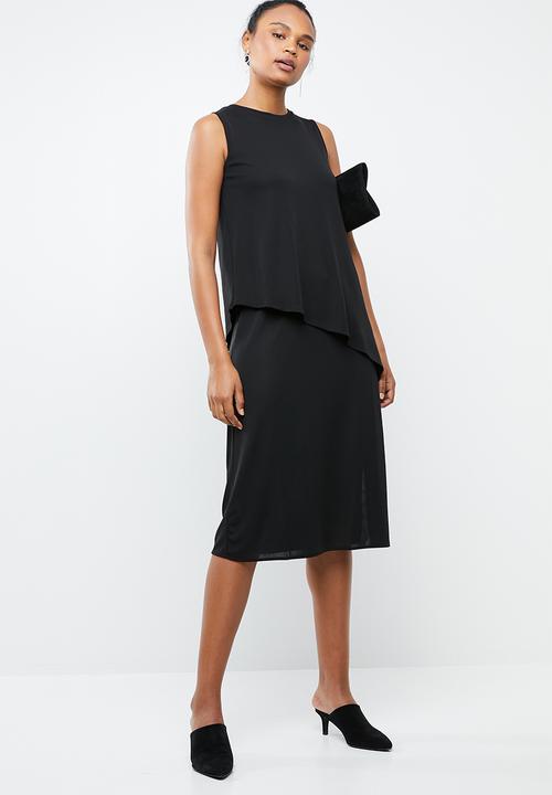 MANGO - Overlay drape dress - black