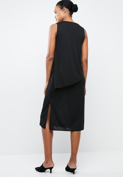MANGO - Overlay drape dress - black