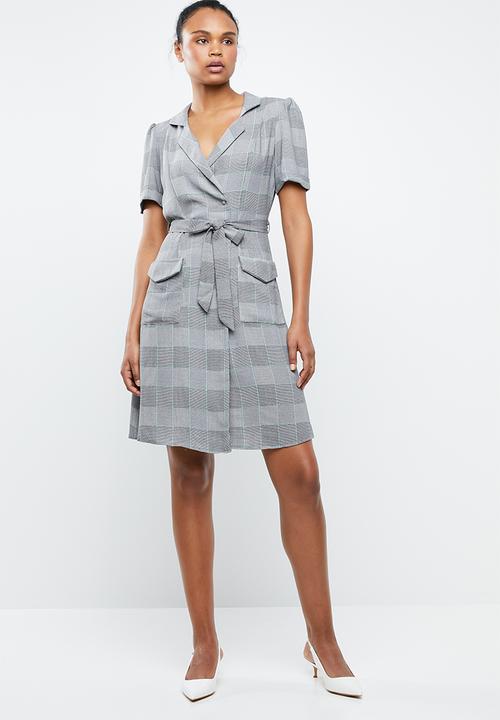 MANGO - Printed shirt dress - grey