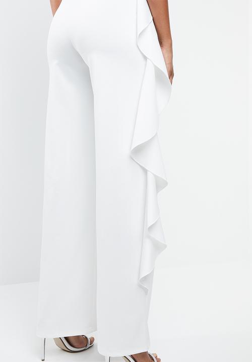 MANGO - Frilled one-shoulder jumpsuit - white