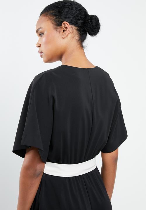 MANGO - Sash belt kimono jumpsuit - black