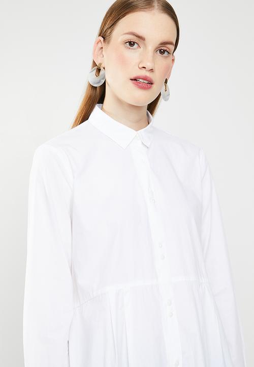 MANGO - Cotton dip hem shirt - white