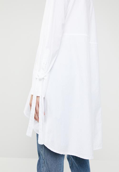 MANGO - Cotton dip hem shirt - white