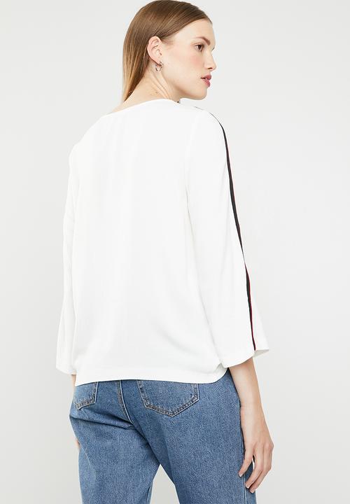 MANGO - Tape trim blouse - white