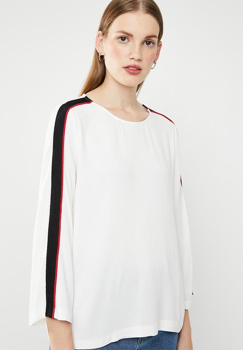 MANGO - Tape trim blouse - white