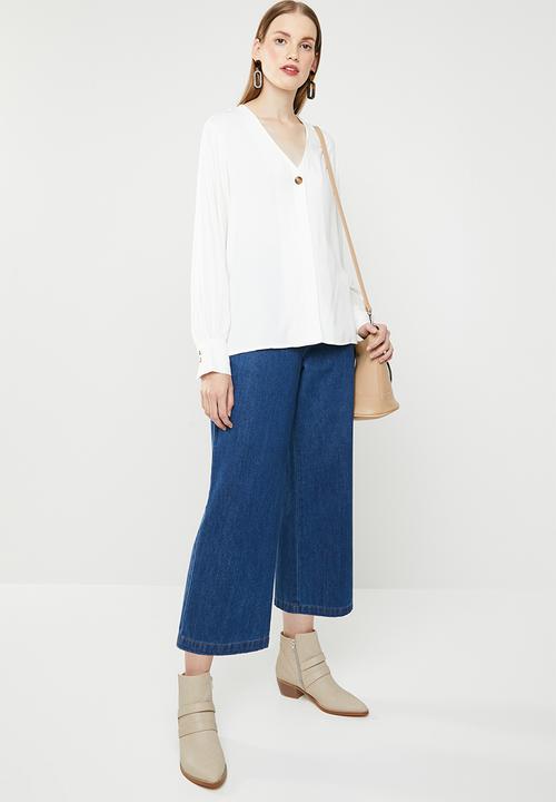 MANGO - One button blouse - white