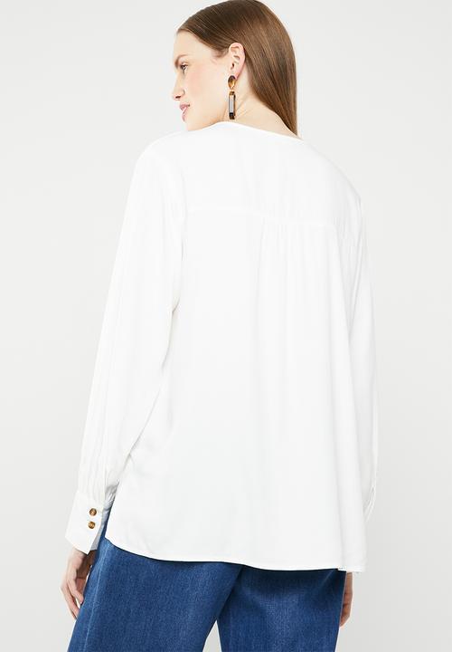 MANGO - One button blouse - white