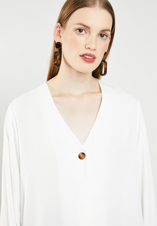 MANGO - One button blouse - white