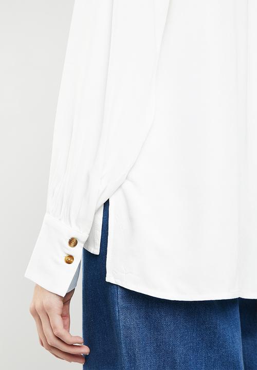 MANGO - One button blouse - white