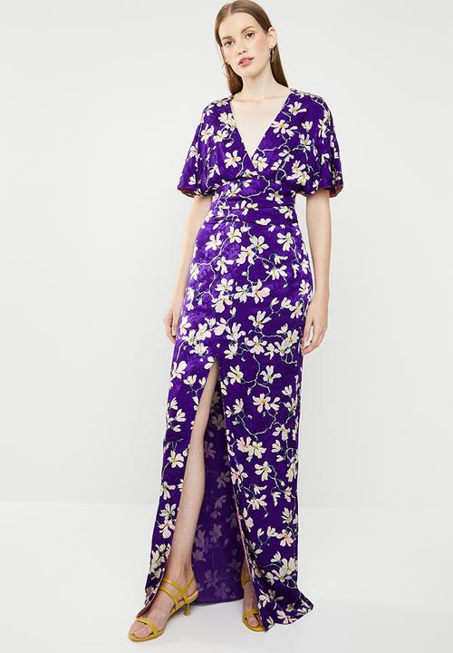 MANGO - Floral kimono dress - purple