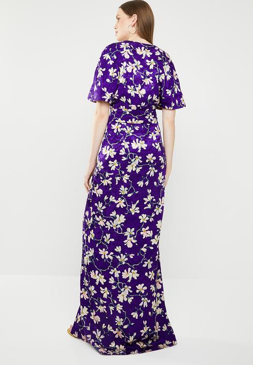 MANGO - Floral kimono dress - purple