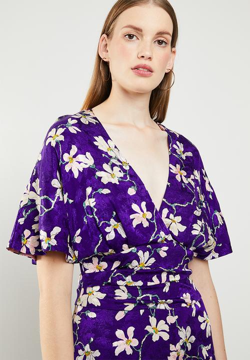 MANGO - Floral kimono dress - purple