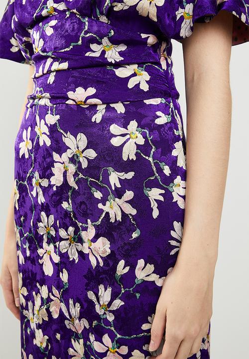 MANGO - Floral kimono dress - purple