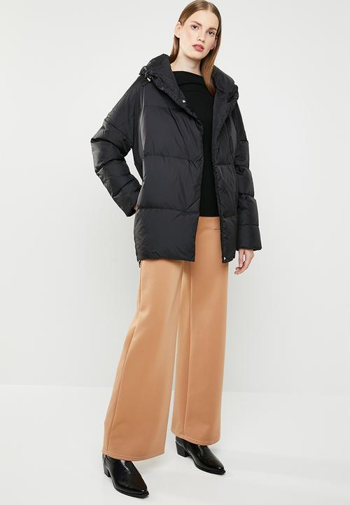 MANGO - Quilted oversized puffer - black