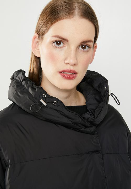 MANGO - Quilted oversized puffer - black