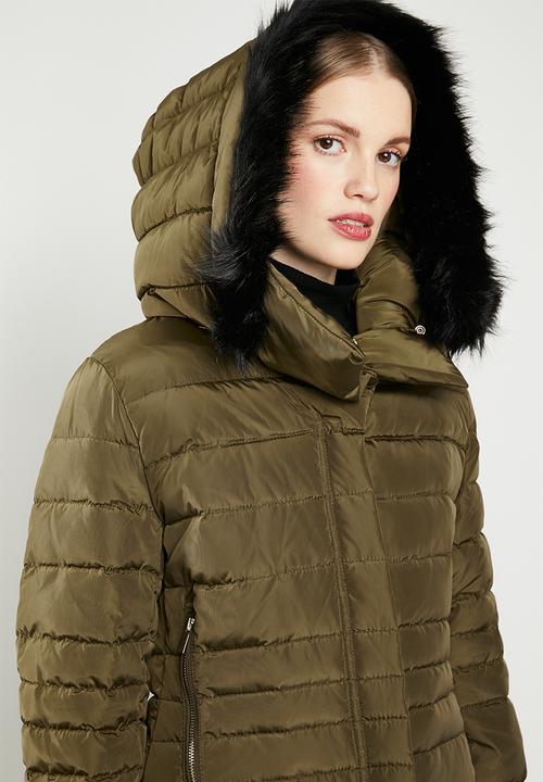 MANGO - Down and feather puffer - khaki