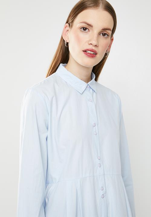 MANGO - Cotton dip hem shirt - blue
