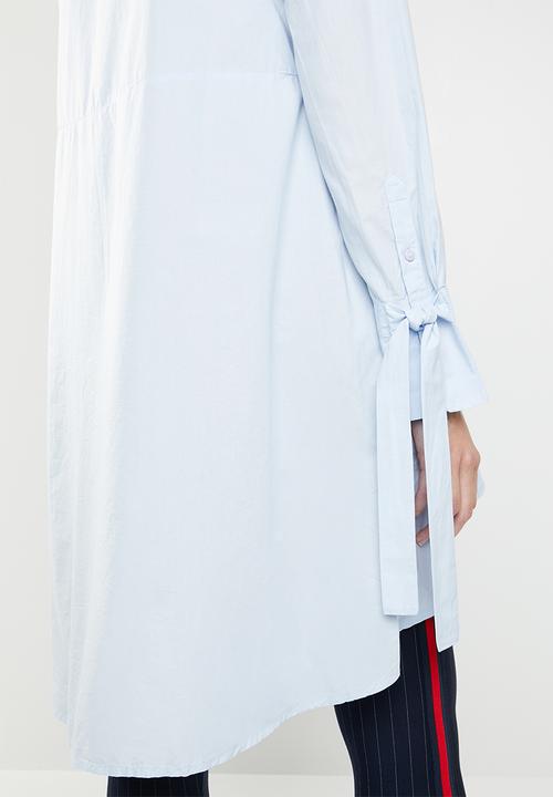 MANGO - Cotton dip hem shirt - blue