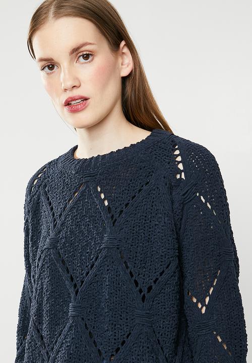 ONLY - Yasmin long sleeve structure pullover - navy