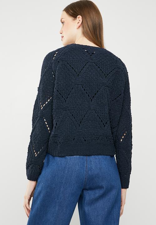 ONLY - Yasmin long sleeve structure pullover - navy