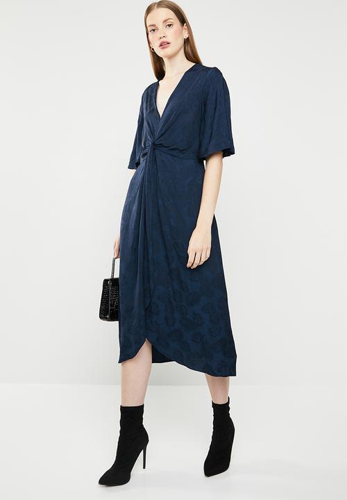 MANGO - Knot jacquard dress - navy