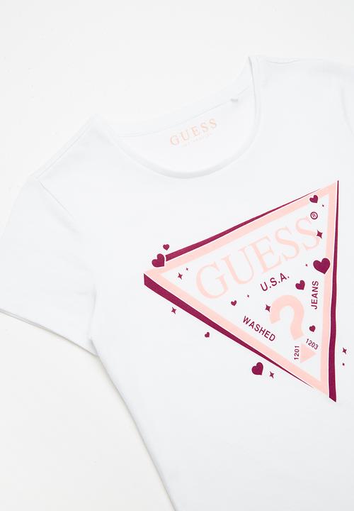 GUESS - Short sleeve double hearts tee - white