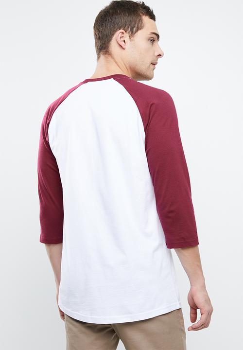 Vans - Vans classic raglan tee - white & burgundy