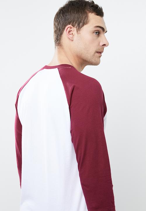 Vans - Vans classic raglan tee - white & burgundy