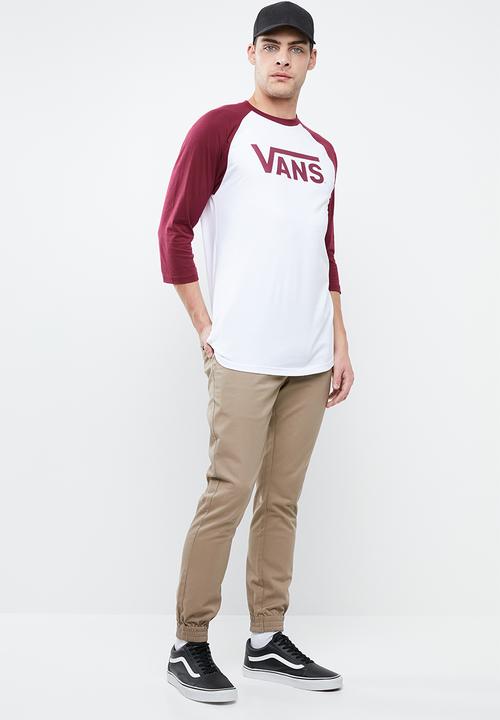 Vans - Vans classic raglan tee - white & burgundy