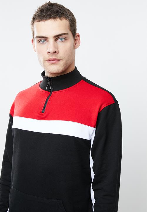 Superbalist - Colourblocked 1/4 zip pullover sweat - multi
