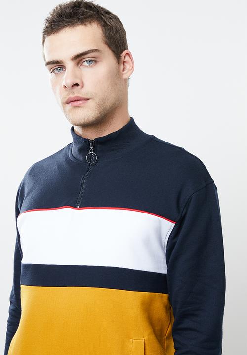 Superbalist - Colourblocked 1/4 zip pullover sweat - multi