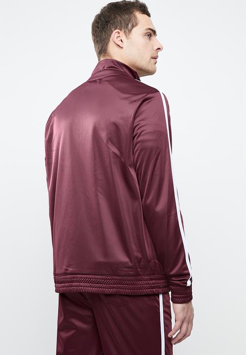 Superbalist - Side stripe tricot tracktop - burgundy