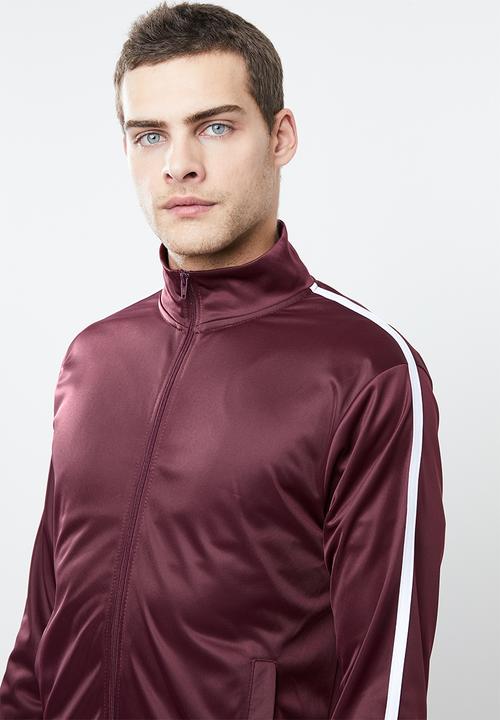 Superbalist - Side stripe tricot tracktop - burgundy