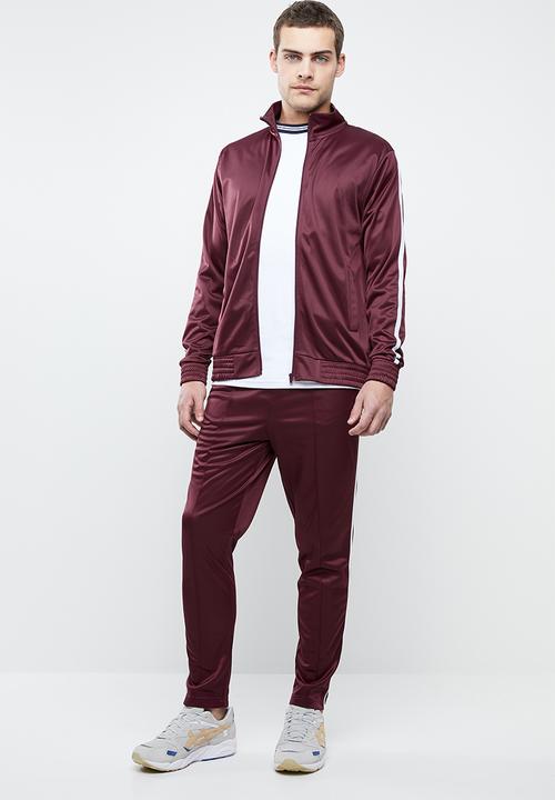 Superbalist - Side stripe tricot tracktop - burgundy