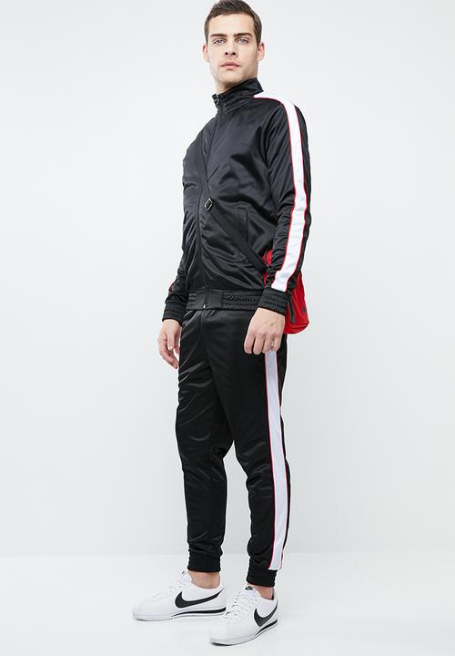 Superbalist - Slim fit cuffed side stripe tricot pant - black