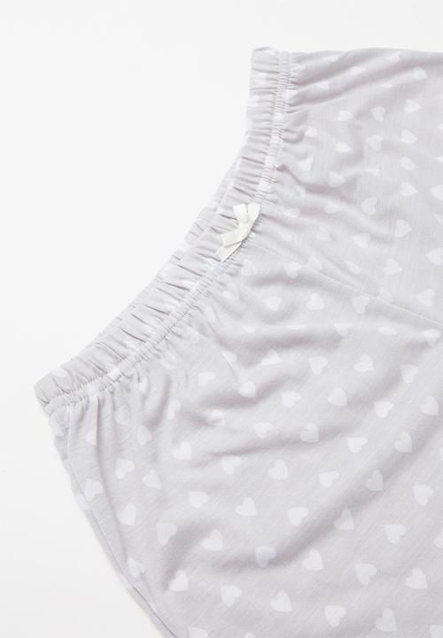 Rebel Republic - Heart crossover short sleeve & shorts set - white & grey
