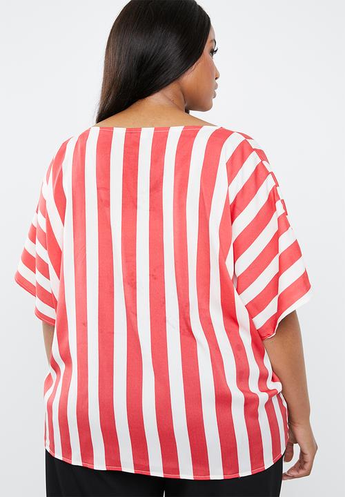 STYLE REPUBLIC PLUS - Basic boxy blouse - red & white 