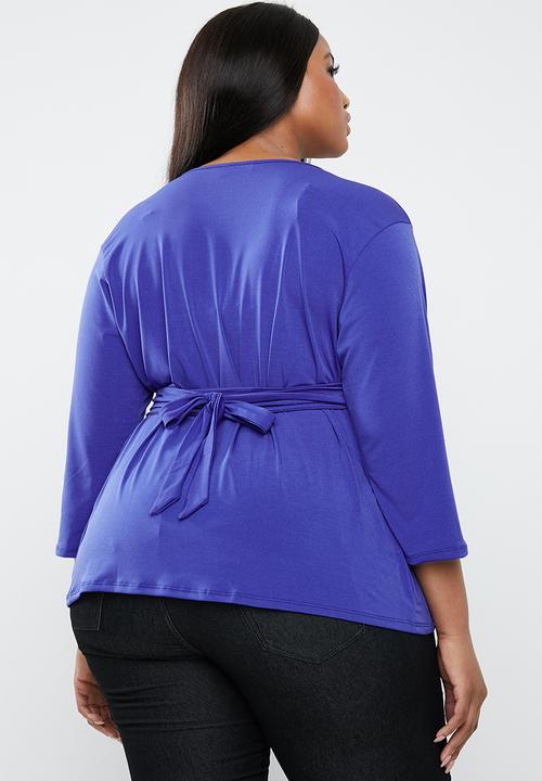 STYLE REPUBLIC PLUS - Self-tie wrap top - blue