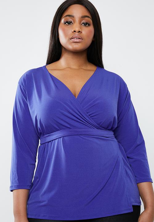 STYLE REPUBLIC PLUS - Self-tie wrap top - blue