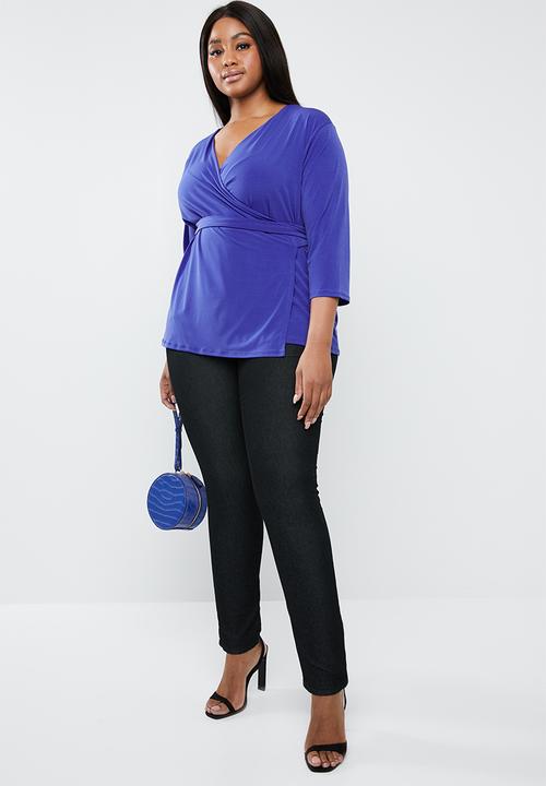 STYLE REPUBLIC PLUS - Self-tie wrap top - blue