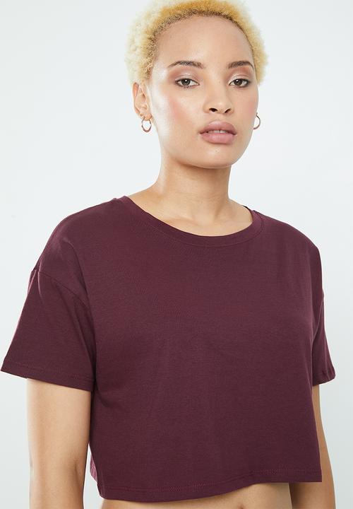 Supré  - Loose crop tee - burgundy