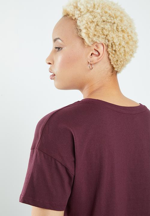 Supré  - Loose crop tee - burgundy