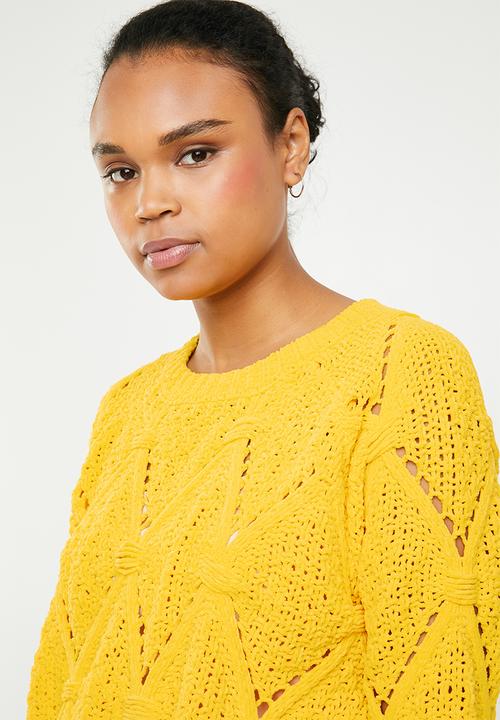 ONLY - Yasmin long sleeve structure pullover - yellow