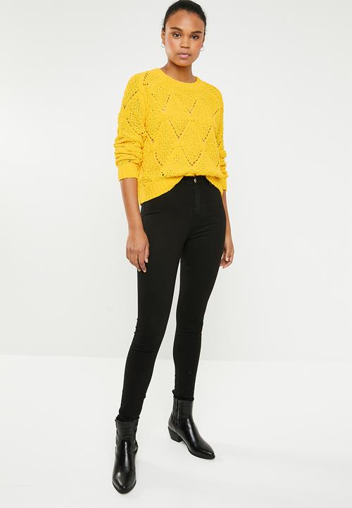 ONLY - Yasmin long sleeve structure pullover - yellow