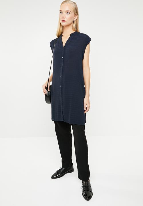 MANGO - Sleeveless chiffon shirt - navy
