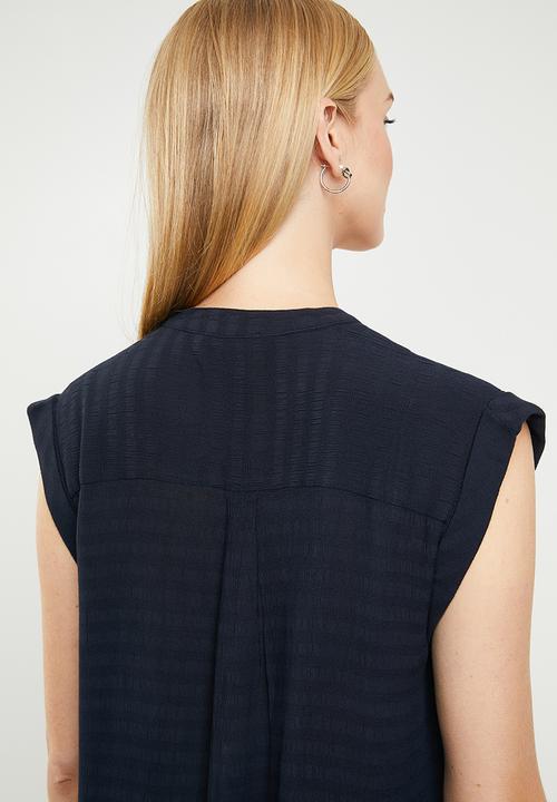 MANGO - Sleeveless chiffon shirt - navy