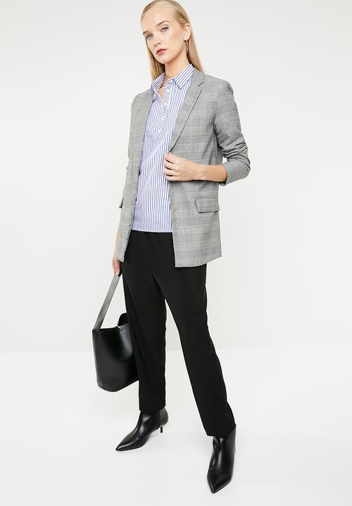 MANGO - Striped cotton shirt - blue & wite